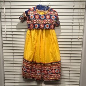 Vibrant Yellow Embroidered Garba Outfit.